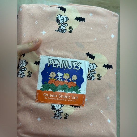 Peanuts Queen Sheet Set - Pink and Black - Picture 1 of 2